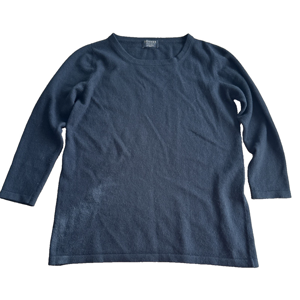 Denner Cashmere London 100% Cashmere Pullover Tunic Black Sweater Womens Small S